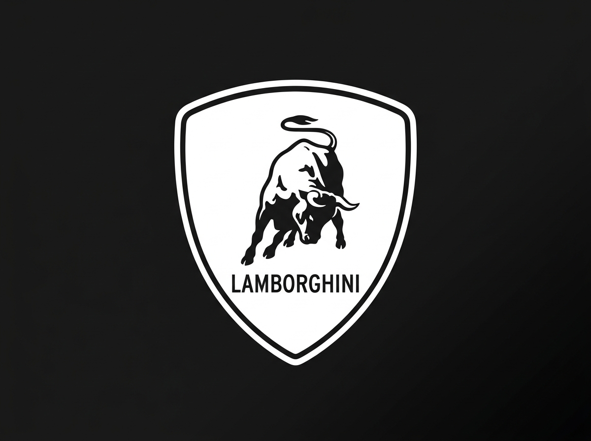 Lamborghini brand logo black and white