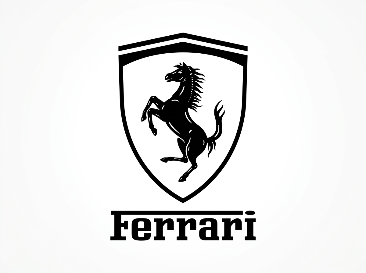 Ferrari prancing horse logo black and white