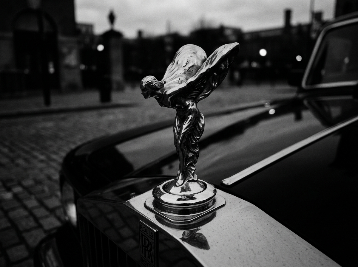 Rolls-Royce Spirit of Ecstasy logo black and white